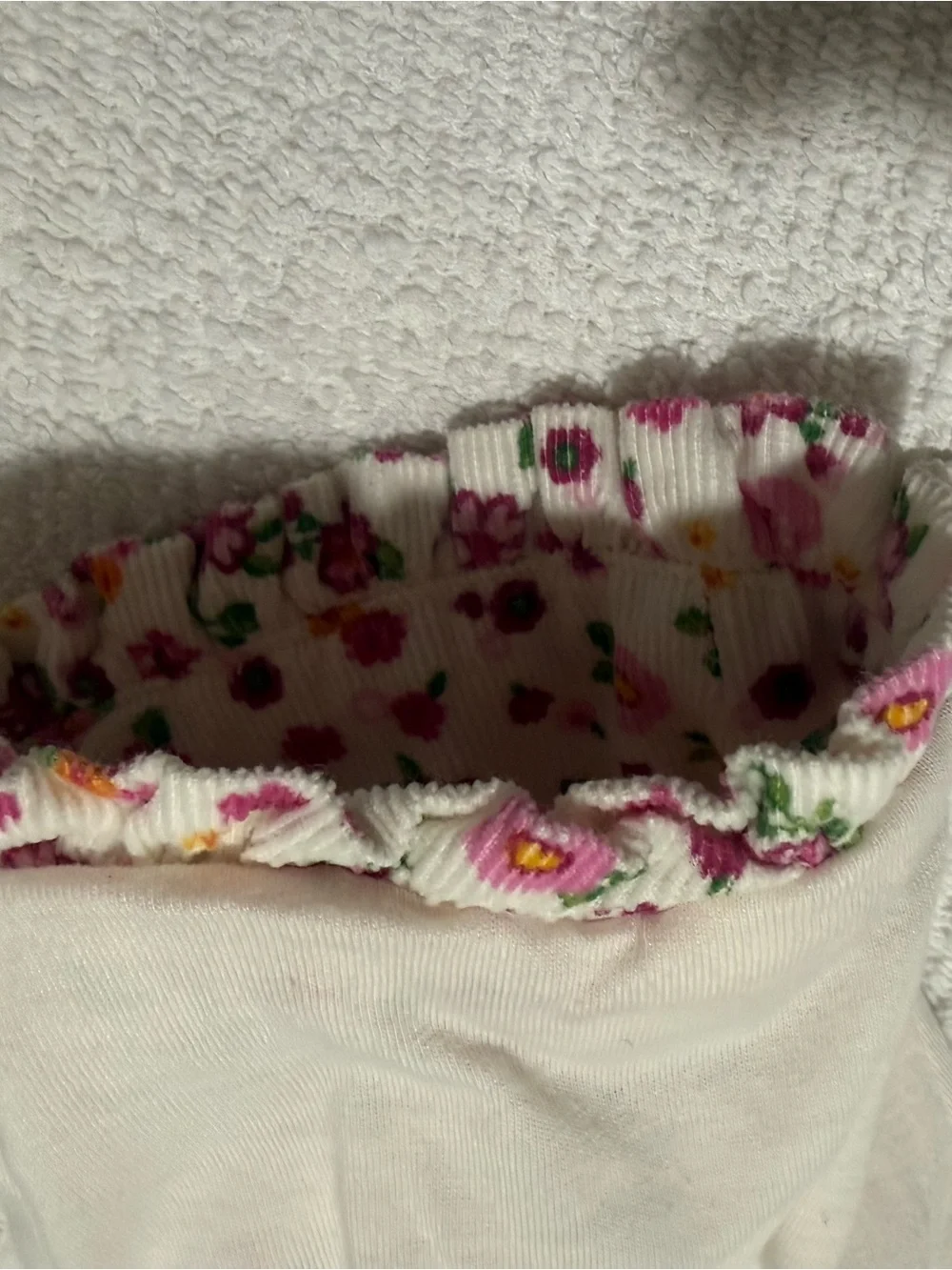 The Children's Place White Romper with Pink & Purple Floral Trim